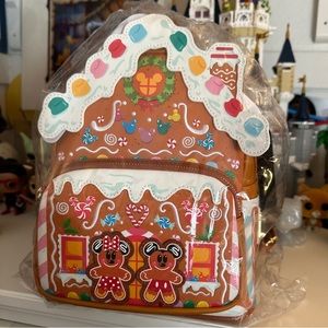 Loungefly Gingerbread House Mickey and Minnie Mouse Mini Backpack